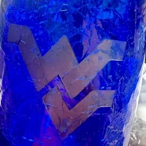 Stunning Blenko Cobalt WVU Crackeled Decanter